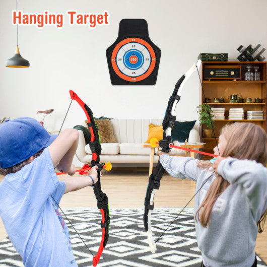Youth Archery Bow Set with LED Light Up Bow and 20 Suction Cup Arrows for Kids