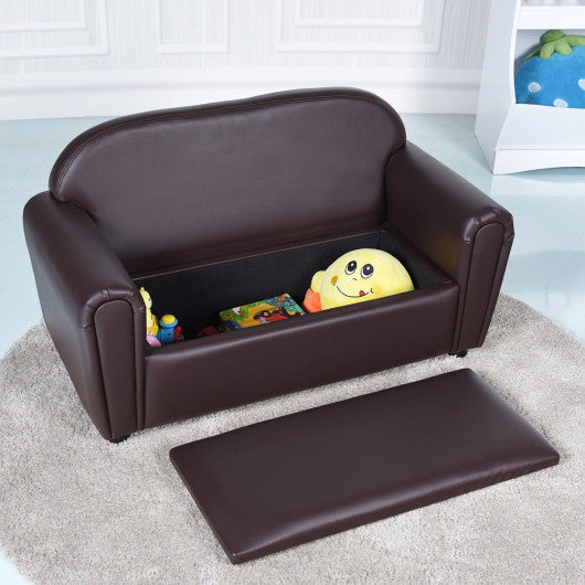 Kids Sofa Armrest Chair with Storage Function-Brown
