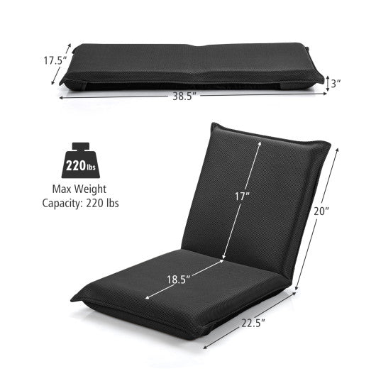 Adjustable 6 Positions Folding Lazy Man Sofa Chair Floor Chair-Black