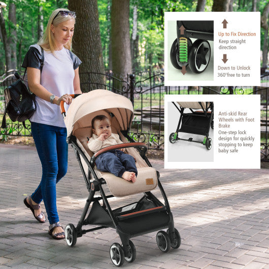 Lightweight Aluminium Frame Baby Stroller with Net-Beige