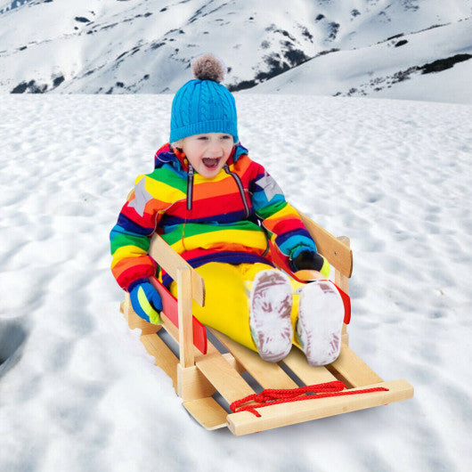 Outdoor Play Baby Kids Wooden Sled with Solid Wood Seat