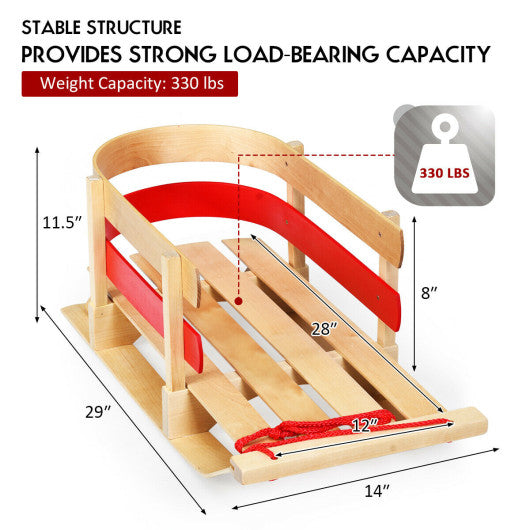 Outdoor Play Baby Kids Wooden Sled with Solid Wood Seat