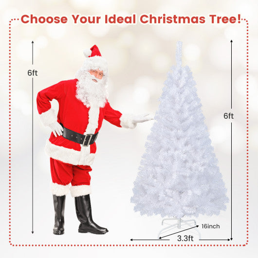 6 Feet White Artificial PVC Christmas Tree with Stand-6 ft