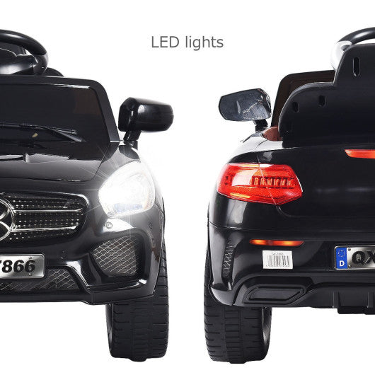 6V Kids Remote Control Battery Powered Riding Car with LED Lights Black