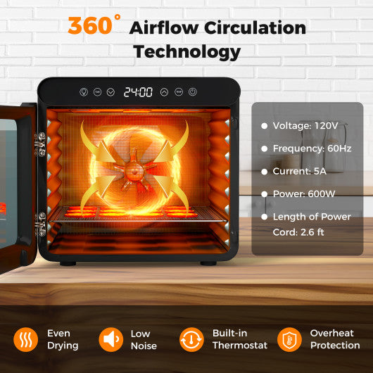 7 Stainless Steel Trays Dryer with 1-24H Timer and 30-75¡æ Temperature-Silver