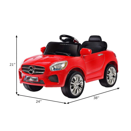6V Kids Remote Control Battery Powered LED Lights Riding Car-Red