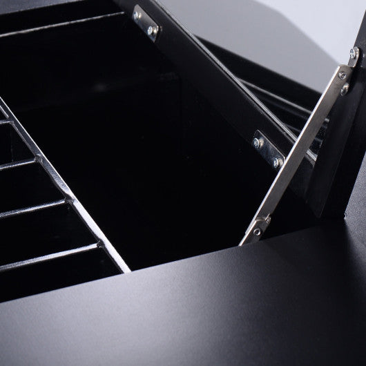 Vanity Makeup Dressing Table Set with Flip Top Mirror and Cushioned Stool-Black