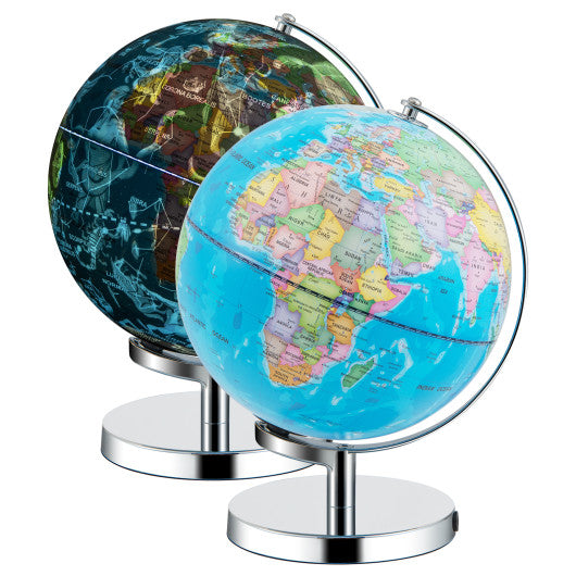 3-in-1 Illuminated World Globe with Stand and  88 Constellations