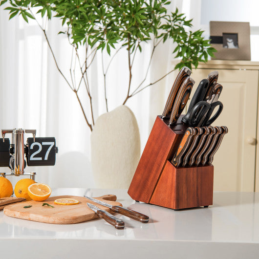 15 Pieces Kitchen Knife Set with Ergonomic Handle