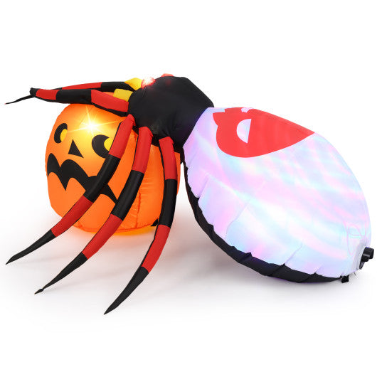 4.9 x 4.6 Feet Inflatable Spider with Pumpkin and Rotating Light