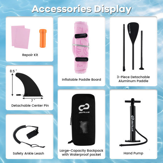 Inflatable Stand up Paddle Board iSUP Board Accessories with 3 Fins and Backpack-L