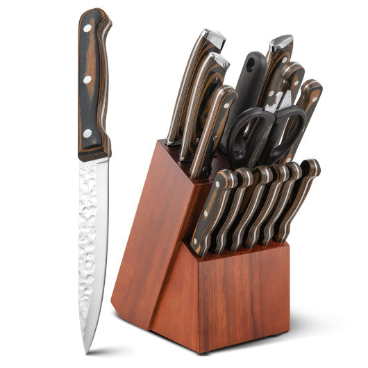 15 Pieces Kitchen Knife Set with Ergonomic Handle