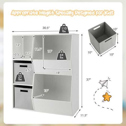 Kids Toy Storage Cabinet with Shelves-White