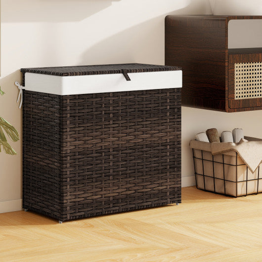 Laundry Hamper with Wheels and Lid-Brown