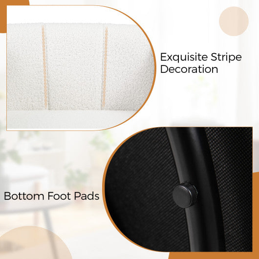 Modern Upholstered Sherpa Accent Chair with Curved Backrest and Armrests-White