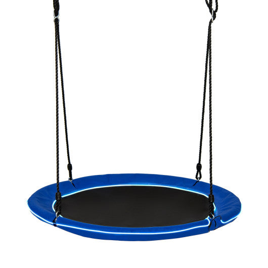 40 Inches Saucer Tree Swing Round with Lights for Kids and Adults-Navy