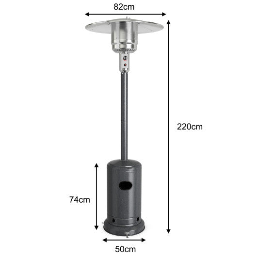50000 BTU Stainless Steel Propane Patio Heater with Trip over Protection-Gray