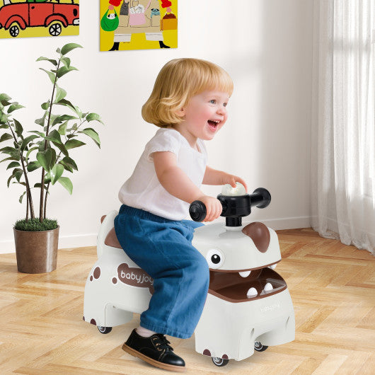 Toddler Ride on Toy Walking Sliding Car with Lights and Music-White