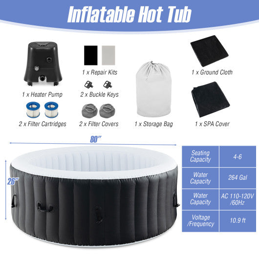 70/80 Inches Round SPA Pool Hottub with 110/130 Air Jets Electric Heater Pump-L