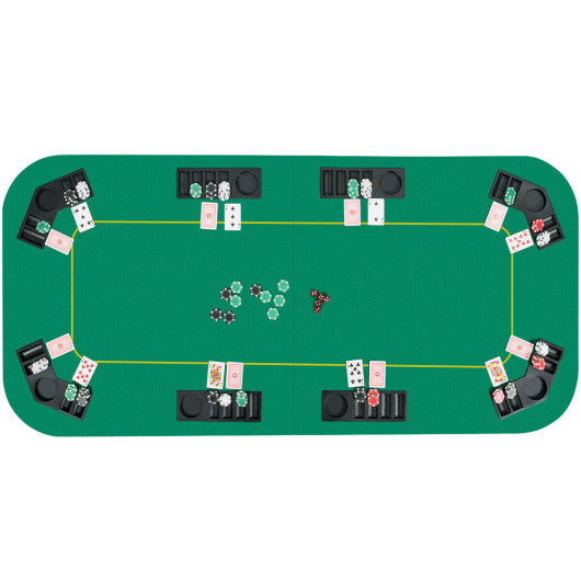 79 x 36 Inch 8-Player Foldable Poker Table Top with Carry Bag and Cup Holders