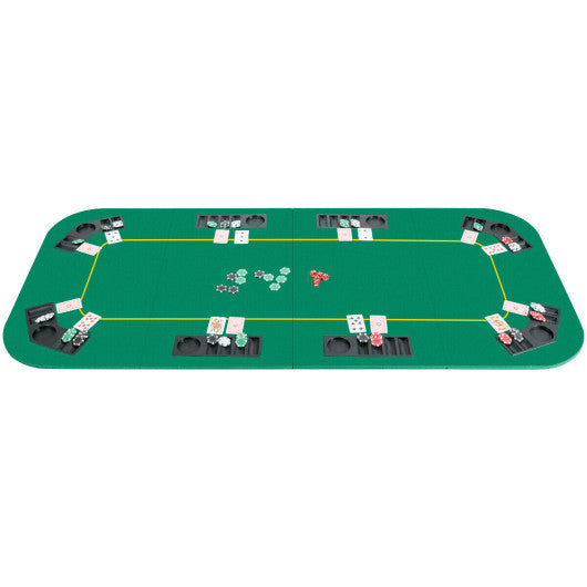 79 x 36 Inch 8-Player Foldable Poker Table Top with Carry Bag and Cup Holders