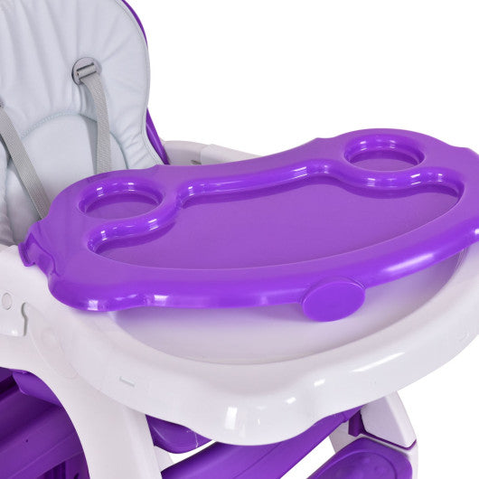 3 in 1 Infant Table and Chair Set Baby High Chair-Purple