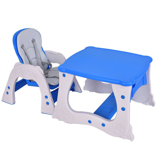 3 in 1 Infant Table and Chair Set Baby High Chair-Blue