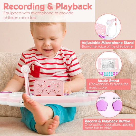 37-key Kids Electronic Piano Keyboard Playset-Pink