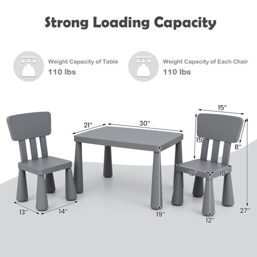 3 Pieces Multifunction Activity Kids Play Table and Chair Set-Gray
