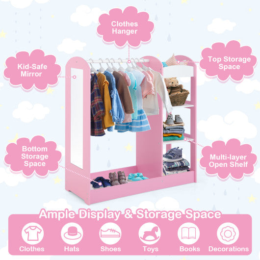 Kids Toddler Dress Up Storage with Mirror