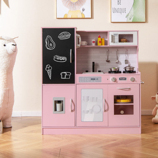 Pretend Play Kitchen with Utensils for Kids Aged 3+-Pink