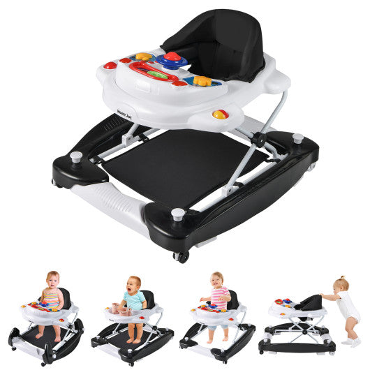 6 in 1 Foldable Baby Walker with Adjustable Height-Black