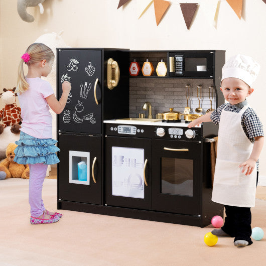 Toddler Pretend Play Kitchen for Boys and Girls 3-6 Years Old-Black
