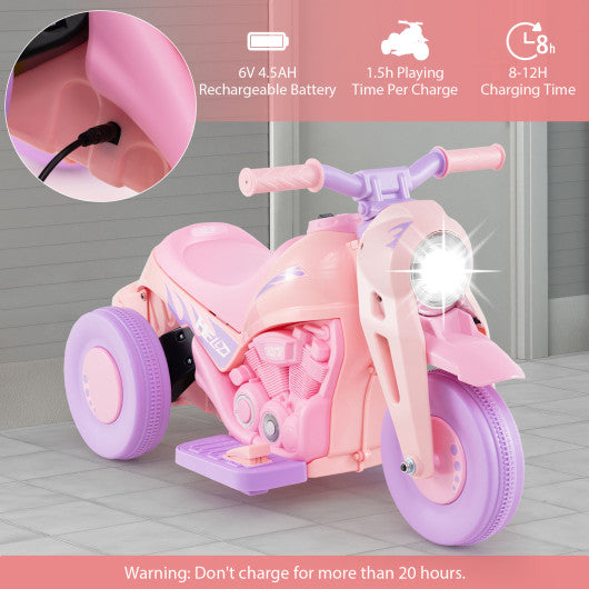 6V Kids Electric Ride on Motorcycle with Bubble Maker and Music-Pink and Purple