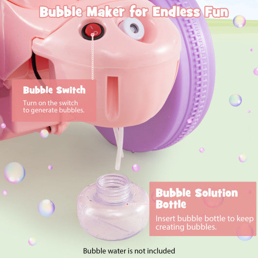 6V Kids Electric Ride on Motorcycle with Bubble Maker and Music-Pink and Purple