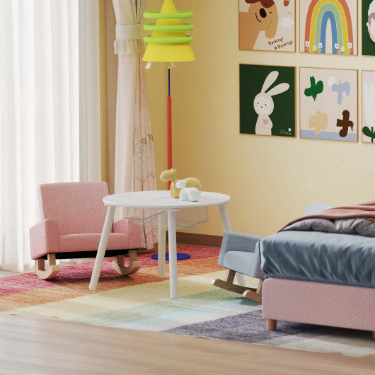 Children£ªs Room Furniture Bundle: Twin Pink Bed  Blue & Pink Rocking Chairs  Storage End Table