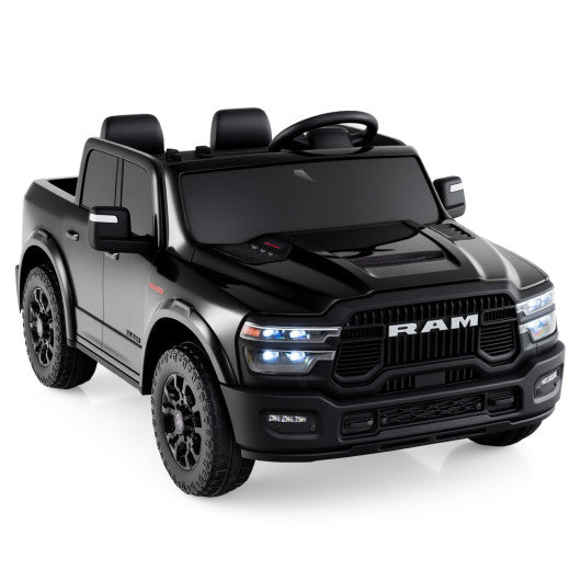 2 Seater 24V Ride on Toy for Big Kids Licensed Ram Truck with Remote and Music-Black