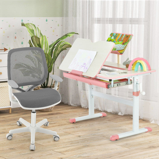 Swivel Mesh Children Computer Chair with Adjustable Height-Gray