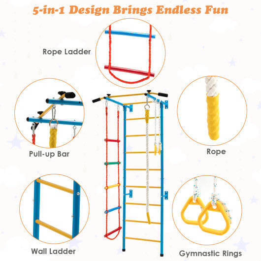 5-in-1 Swedish Ladder with Folding Baby Play Mat for Solid Wall