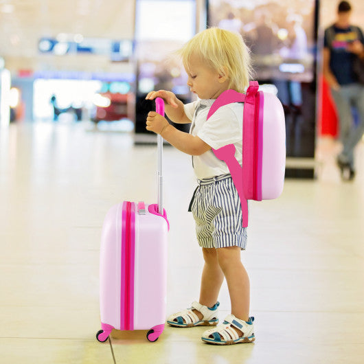2 Pieces Kids Carry-on Luggage Set with 12 Inch Backpack-Navy