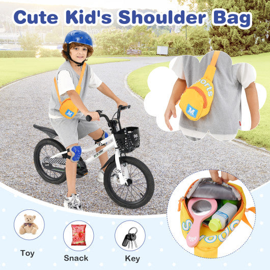 14 Inch Kids Bike White with Blue Helmet Protective Set
