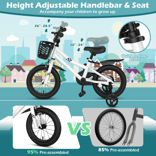 14 Inch Kids Bike White with Blue Helmet Protective Set
