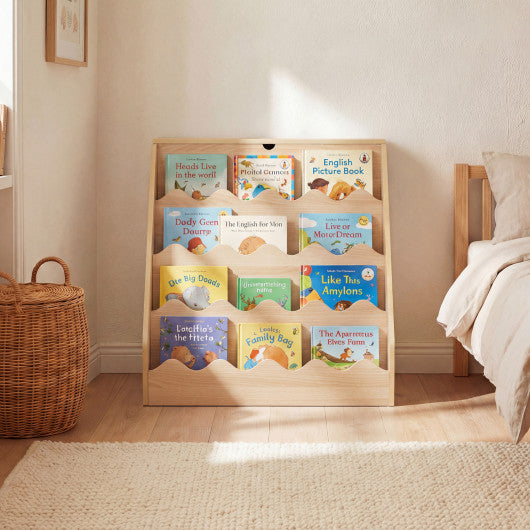 2-In-1 Kids Bookshelf & Toy Storage Organizer-Natural