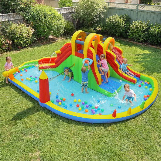 8-in-1 Giant Bounce House with 2 Long Slides for Yard Party with 750W Blower