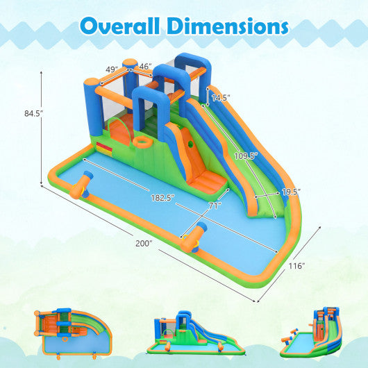 Inflatable Water Slide Park with with 780W Blower and Splash Pool for Yard Party