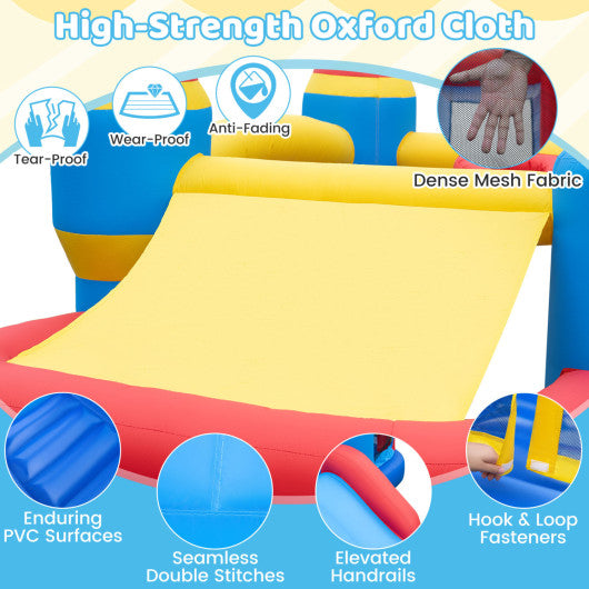 Inflatable Bounce House with Slide Ball Pit & Games and 550W Blower for Kids Party