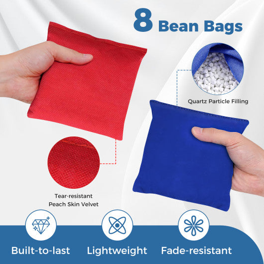 3 x 2FT Cornhole Board Set  Portable Cornhole Board with Foldable Legs and Side Handle-Blue